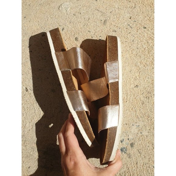 Frankie4 8 Maria Minimalist Comfy Slides Leather shiny Flats Shoes In Rose gold - Picture 10 of 13